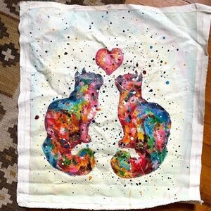 Colorful cat print on canvas